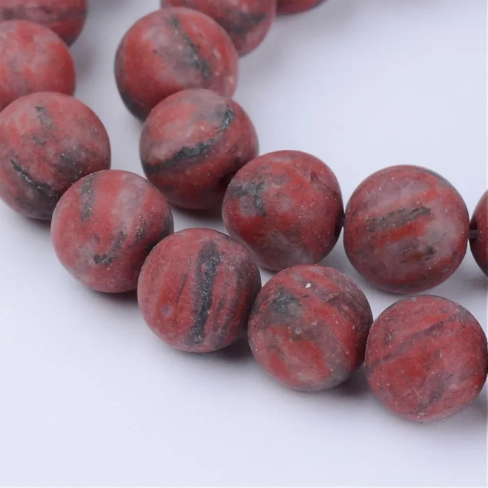 8-8.5MM Frosted Red Jasper‎ Beads-ONE Gemstone Bead Strand-Jewelry Making NWT